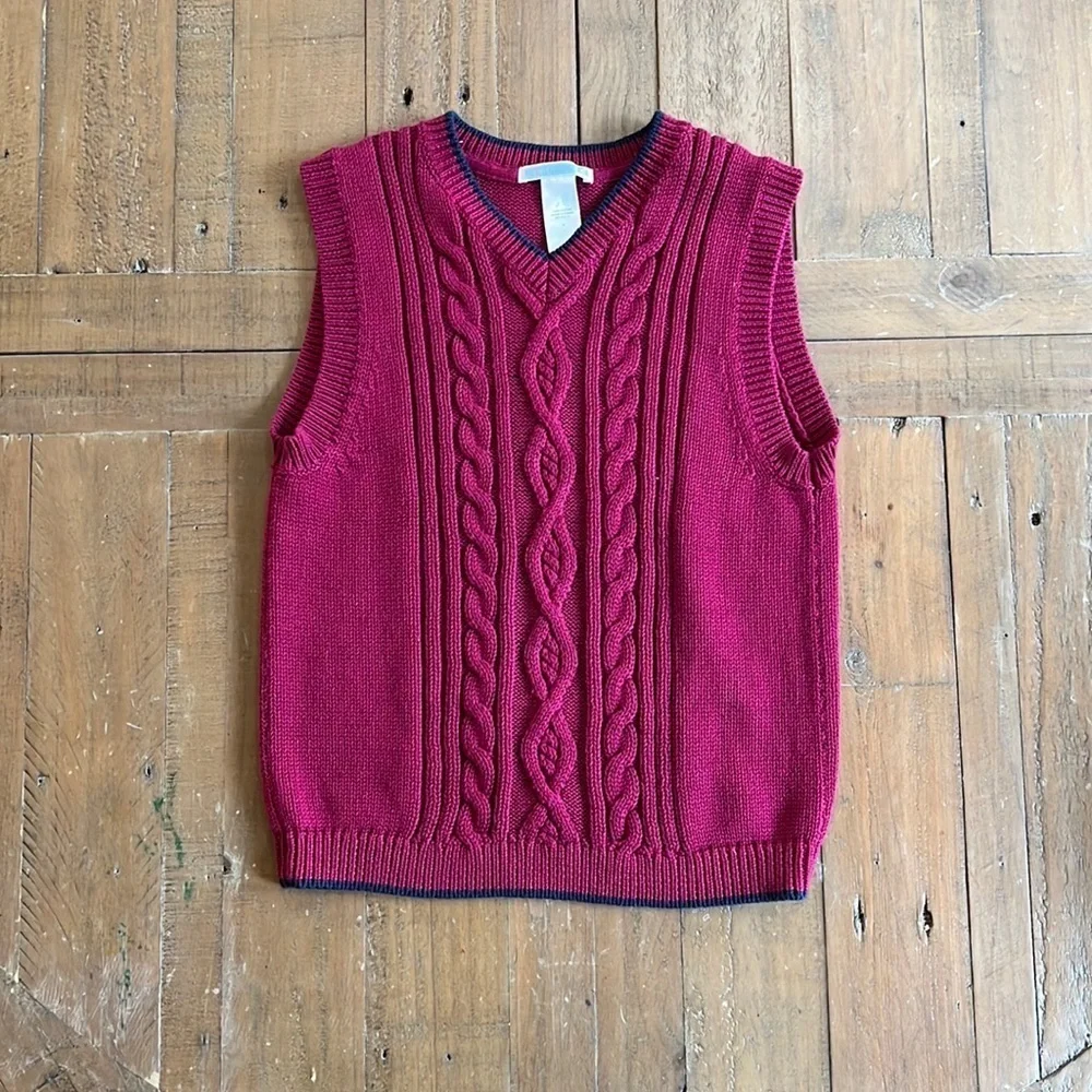 Janie and jack burgundy cable knit sweater vest